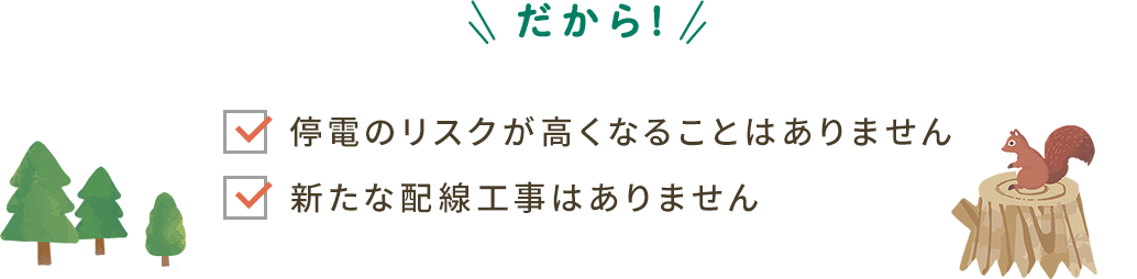 停電のリスクが高まること、新たな配線工事がありません